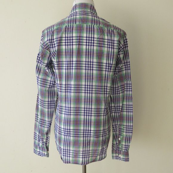 Etro Milano Tartan Plaid Check Button Down Long Sleeve Dress Shirt - Size Small - Picture 3 of 8